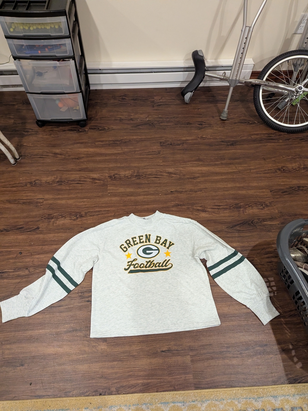 Green Bay Football Crewneck Sweater - White with Green Accents